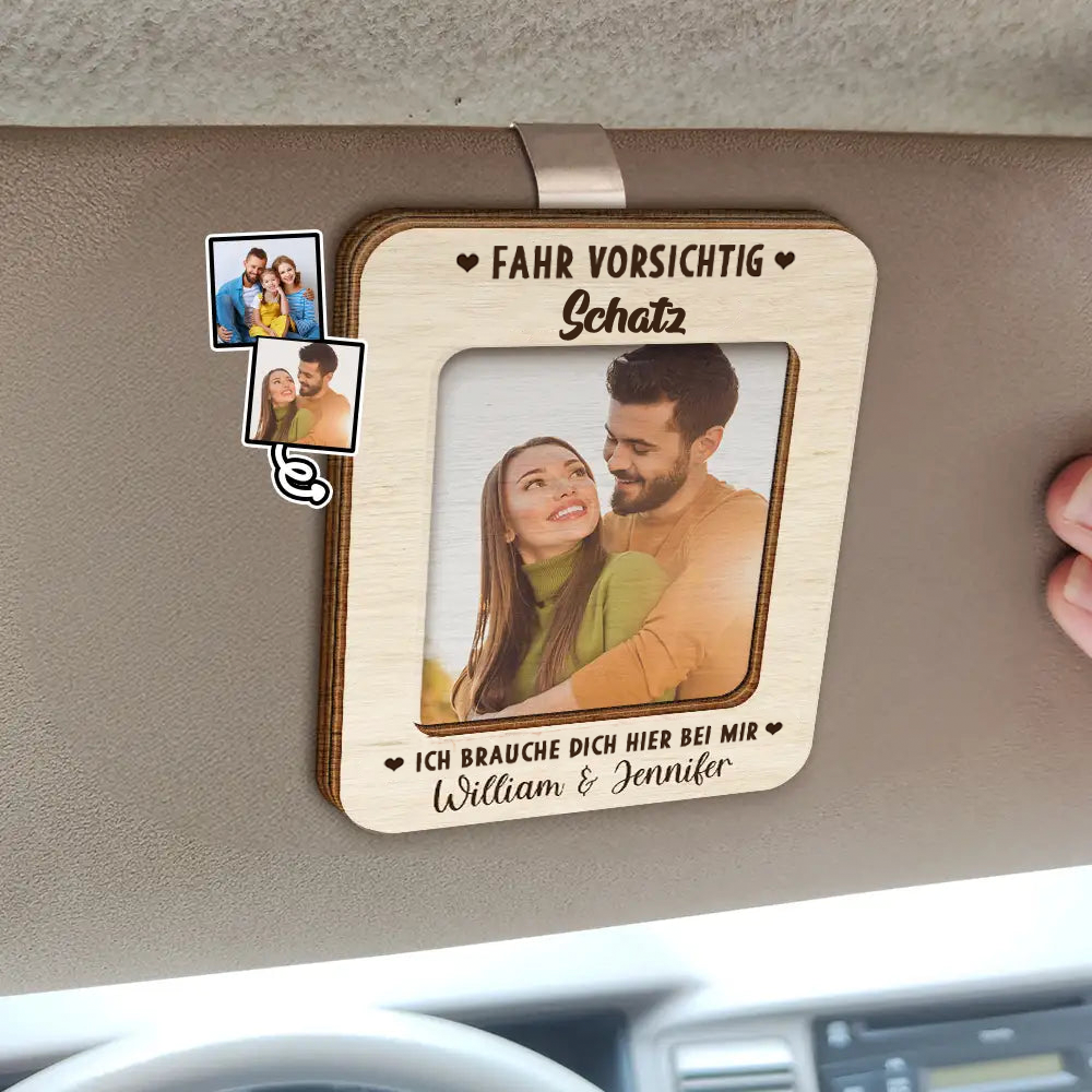 Fahr Vorsichtig Sonnenblendenclip mit Foto für Familie und Liebespaar