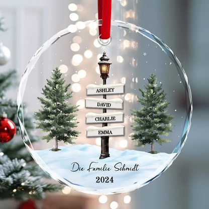 Personalisierter Weihnachtsornament mit Straßenschild-Design