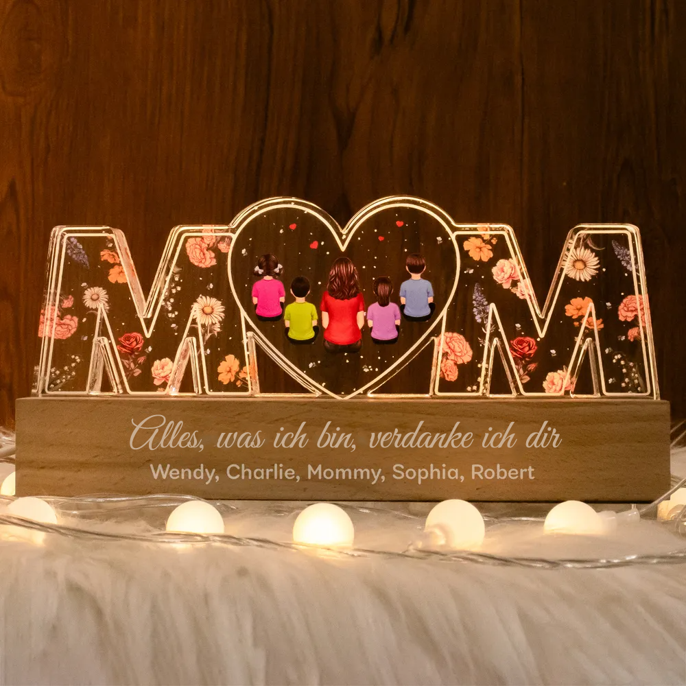 Personalisiertes MOM-Nachtlicht mit 1-8 Personen Geschenke für Mama