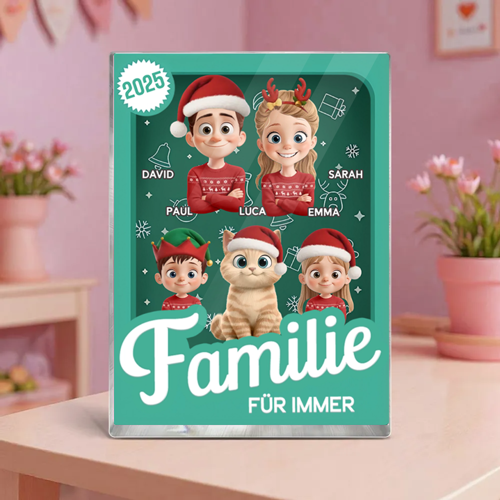 Personalisierter Acryl-Aufsteller mit 2-6 Personen, Katzen oder Hunde, Geschenk für Familie und Freunde