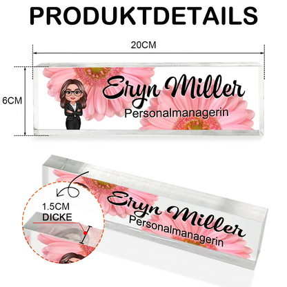 Personalisierte Acryl-Tafel für Mitarbeiter/-innen