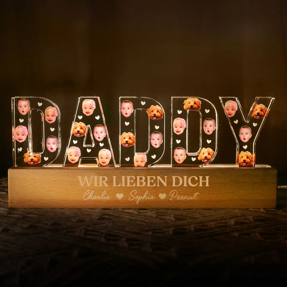 Personalisiertes DADDY-Nachtlicht mit Gesichter Geschenke für Vater