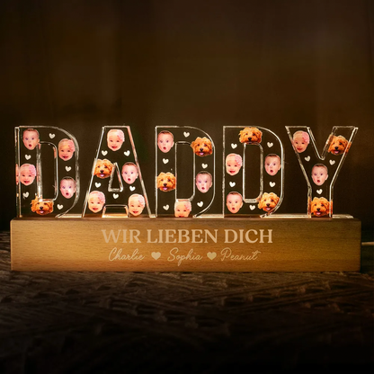 Personalisiertes DADDY-Nachtlicht mit Gesichter Geschenke für Vater