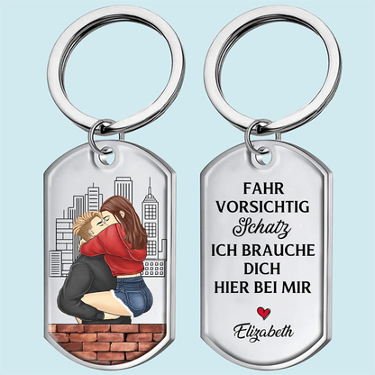 Fahr Vorsichtig Edelstahl-Schlüsselanhänger Geschenk für Paar