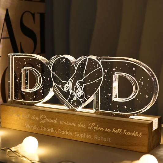 Personalisiertes DAD-Nachtlicht Hand-in-Hand Motiv Geschenke für Vater