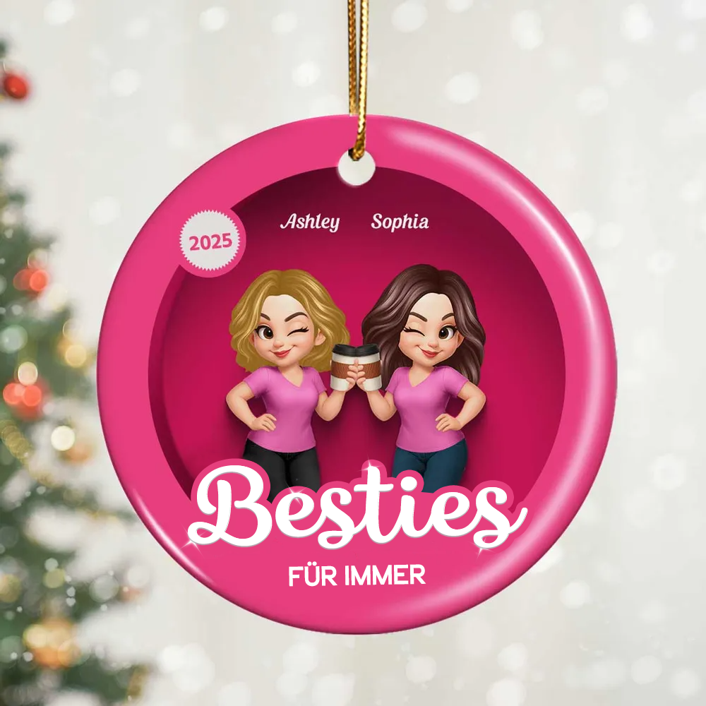 Keramikornament mit 2-6 Frauen personalisiert Christbaumschmuck für Schwester und beste Freundinnen