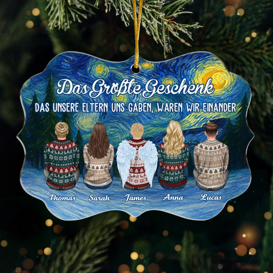 Acrylanhänger mit 2-8 Personen Personalisierter Christbaumschmuk für Familie, Bruder und Schwester