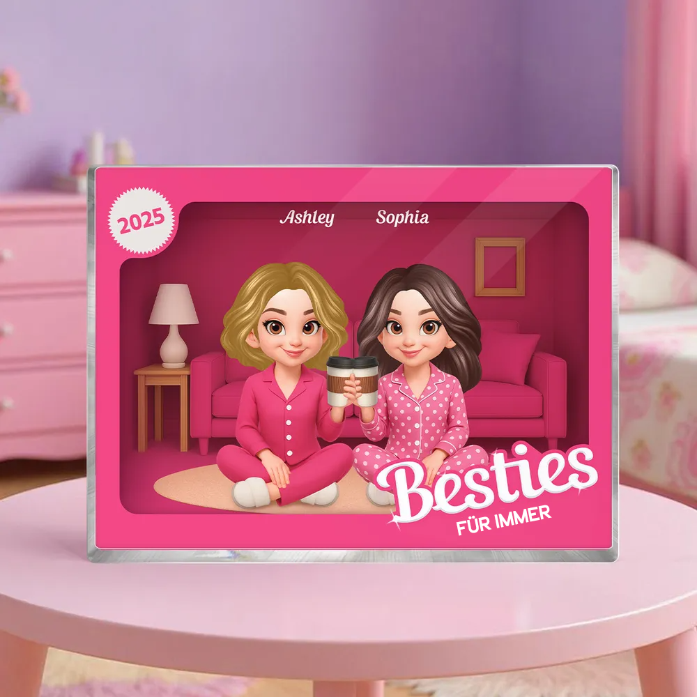 Pyjama-Party-Personalisiertes Acrylblock mit 2-6 Frauen Geschenk für beste Freundin und Schwester