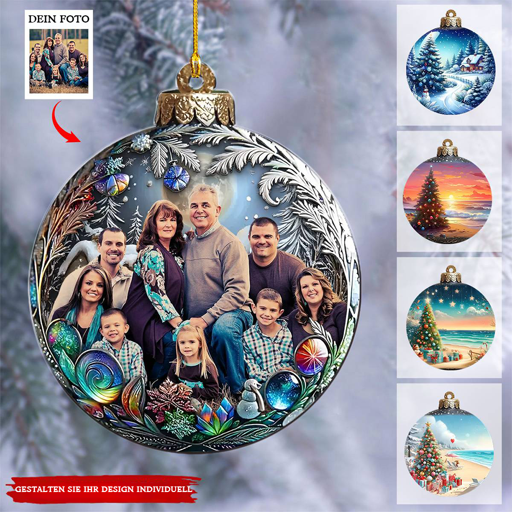 Benutzerdefinierte Foto Familie in Weihnachtskugel - personalisierte Acryl Foto Ornament