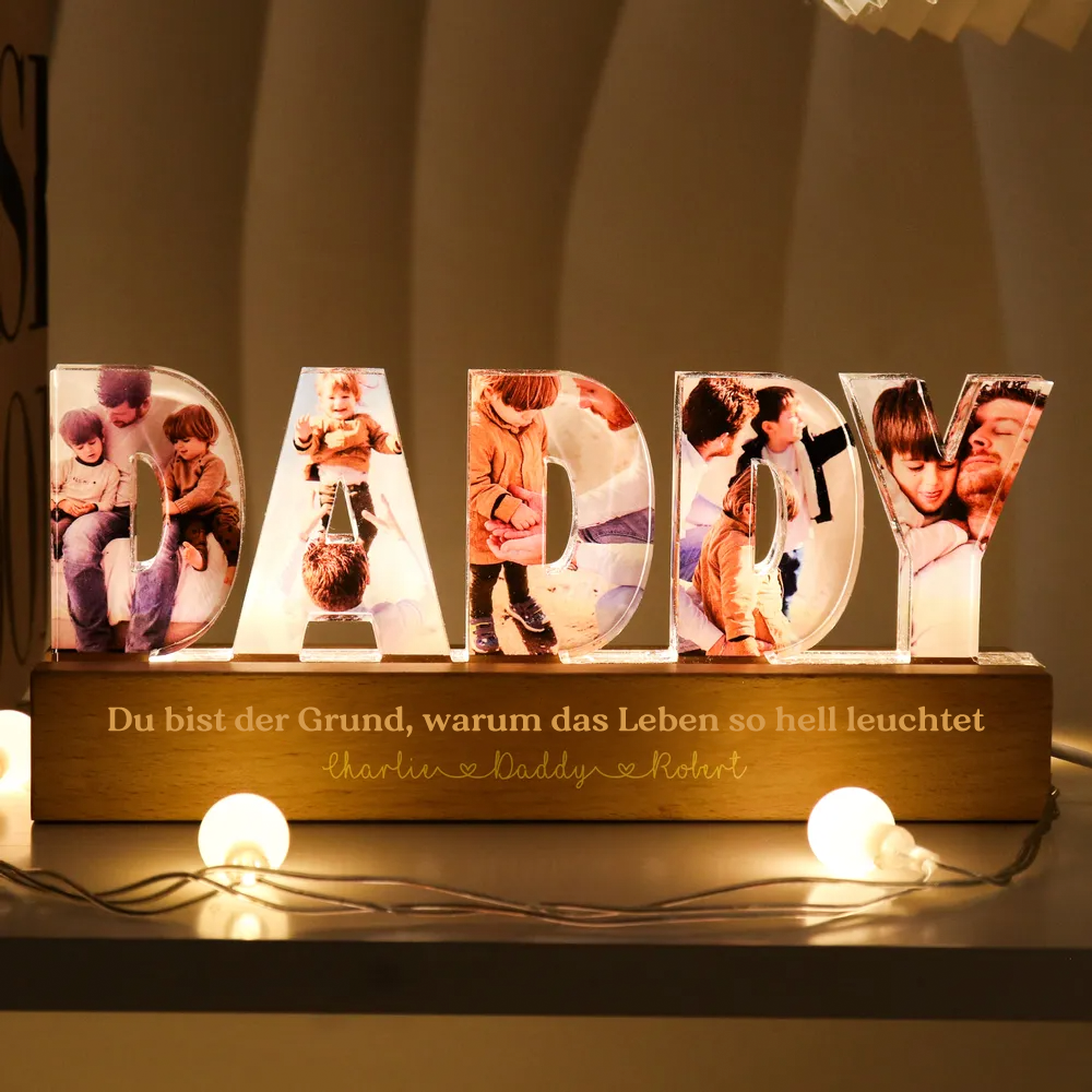 Personalisiertes DADDY-Nachtlicht mit Foto, Sprüche und Namen Geschenke für Papa