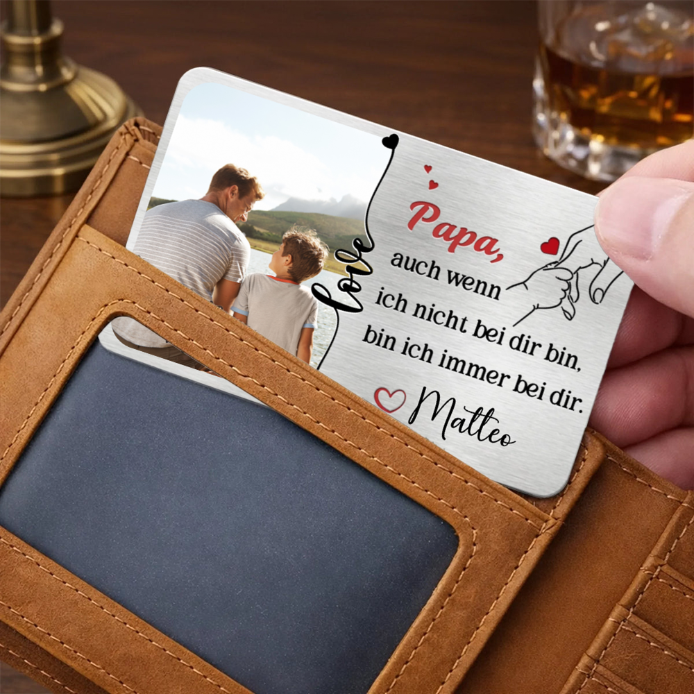 Baby und Papa- Personalisierte Brieftasche-Karte mit Foto und Spruch Geschenk für Papa