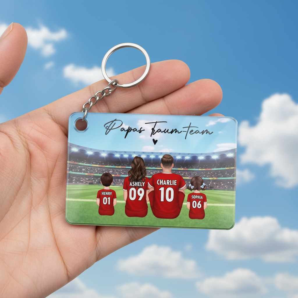 Fußballfamilien- Personalisierter Acrylschlüsselanhänger Geschenk für Papa