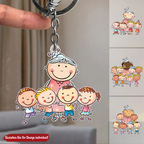 Cartoon Oma und Kinder Personalisierter Acryl-Schlüsselanhänger