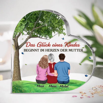 Personalisiiertes Standherz Mutter un Kinder