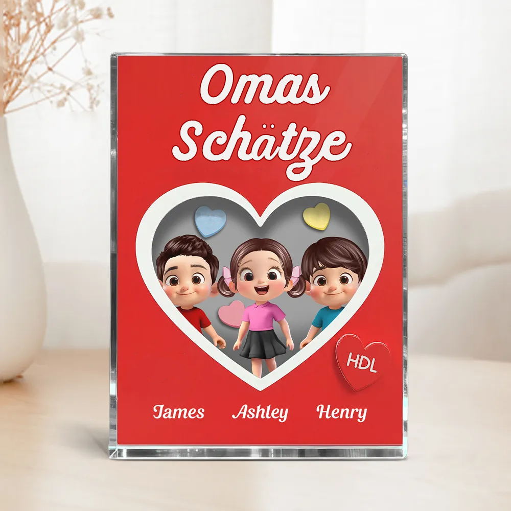 Omas Schätze-Personalisierter Acrylblock mit Kinder Geschenk für Mama und Oma