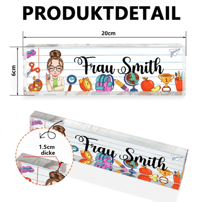 Personalisierte Acryltafel mit Namen Geschenk für Lehrerin und Kollegin