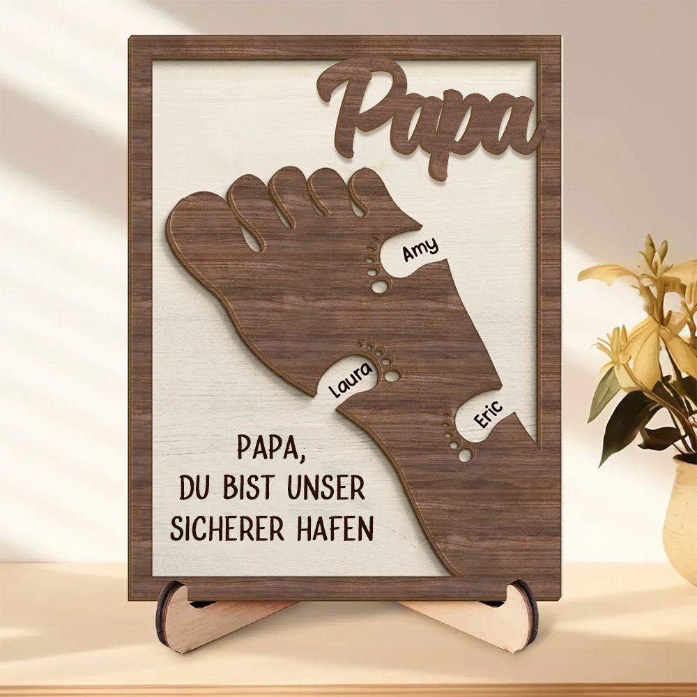 Füße-Personalisierte Holzplakette für Papa