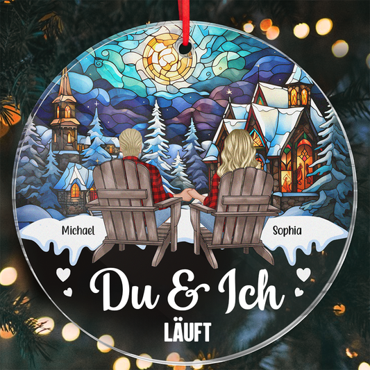 Pärchen im Schnee-Personalisiertes Acryl Ornament Weihnachtsanhänger