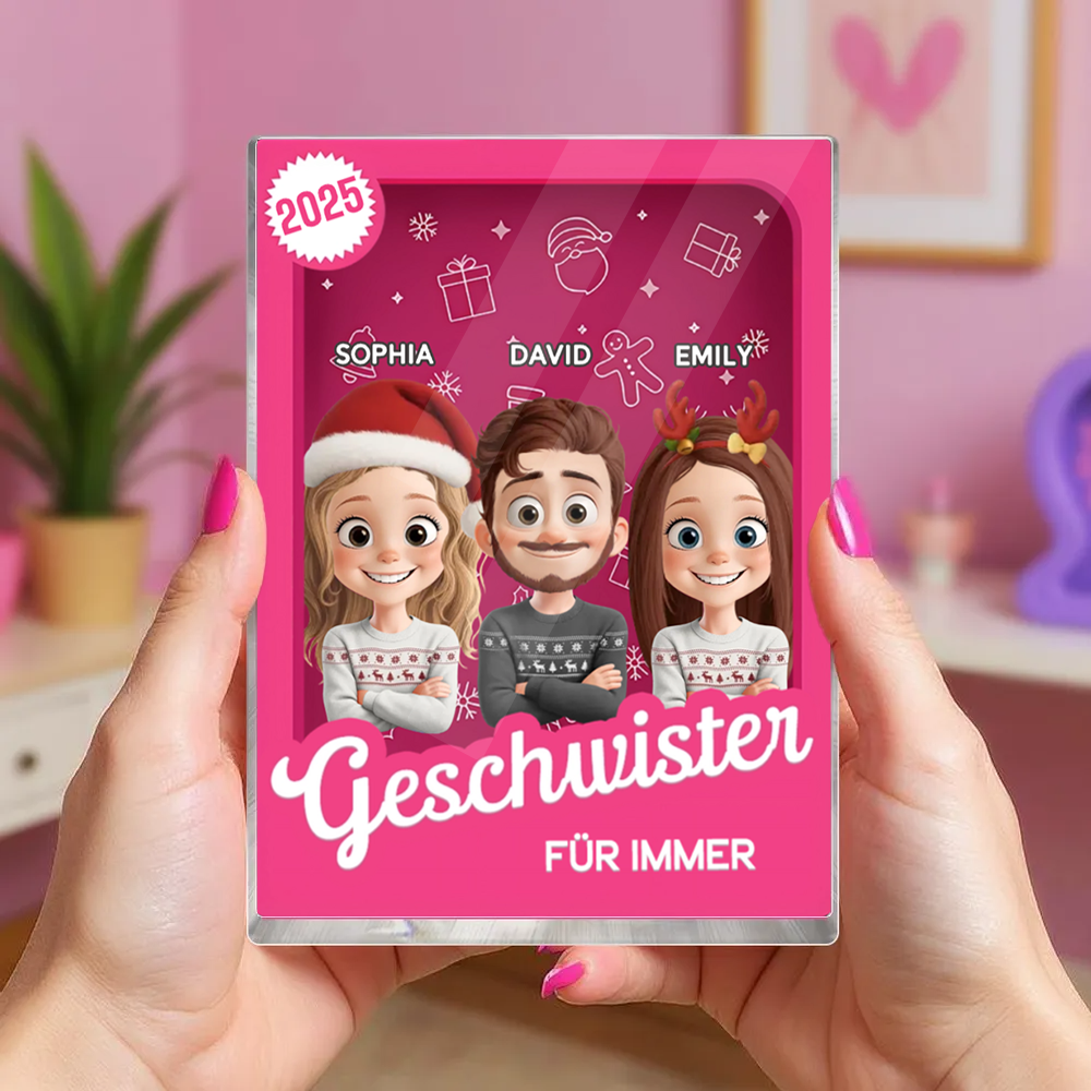 Personalisierter Acryl-Aufsteller mit 2-6 Personen, Katzen oder Hunde, Geschenk für Familie und Freunde