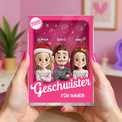 Personalisierter Acryl-Aufsteller mit 2-6 Personen, Katzen oder Hunde, Geschenk für Familie und Freunde