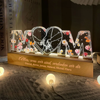 Personalisierte MOM-Nachtlicht mit Geburtsblumen und Hand-in-Hand Muster