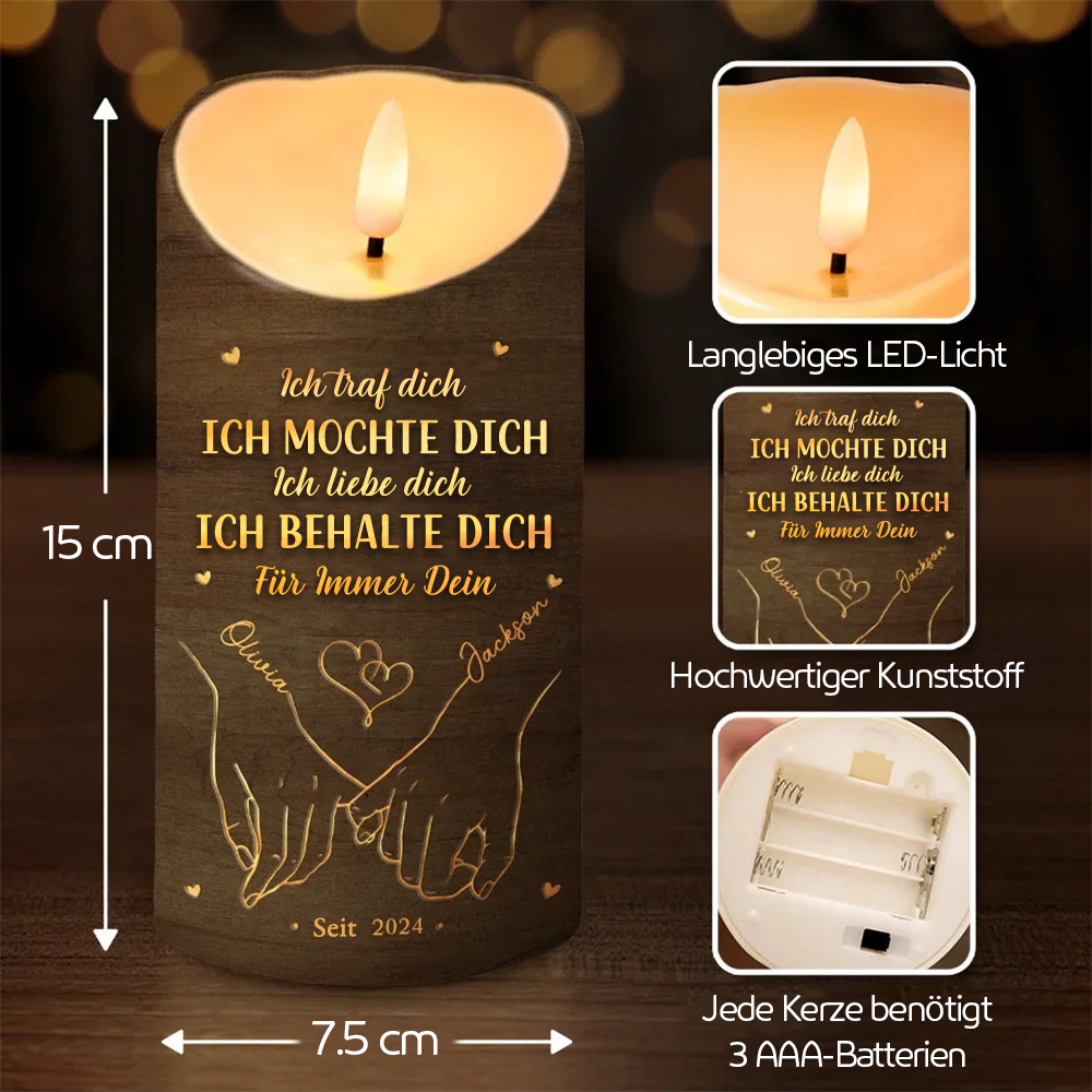 Personalisierte LED-Kerze für Valentinstag