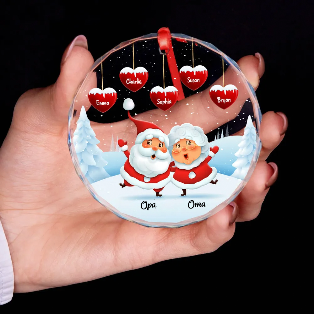 Personalisierter Weihnachtsbaumschmuck – Glas Weihnachtsanhänger mit Familiennamen