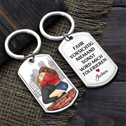 Fahr Vorsichtig Edelstahl-Schlüsselanhänger Geschenk für Paar