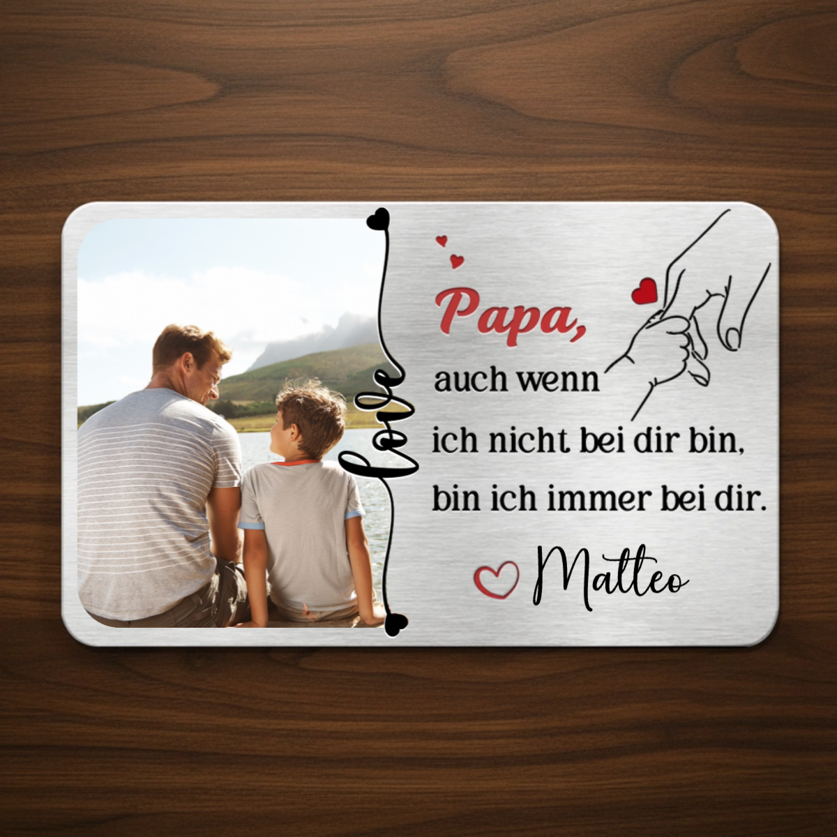 Baby und Papa- Personalisierte Brieftasche-Karte mit Foto und Spruch Geschenk für Papa
