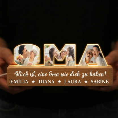 Personalisierte Nachtlicht mit Fotos, Namen und Text Geschenk für Mama und Oma