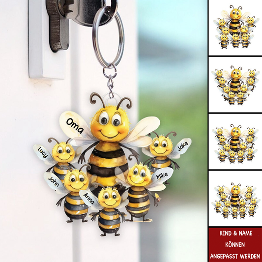 Bienen Familie- Acryl Schlüsselanhänger mit Beidseitigendruck für Mama und Oma