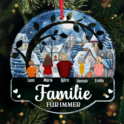 Die Familie unter den Ästen-Acryl Weihnachtsanhänger Personalisierter Christbaumschmuck