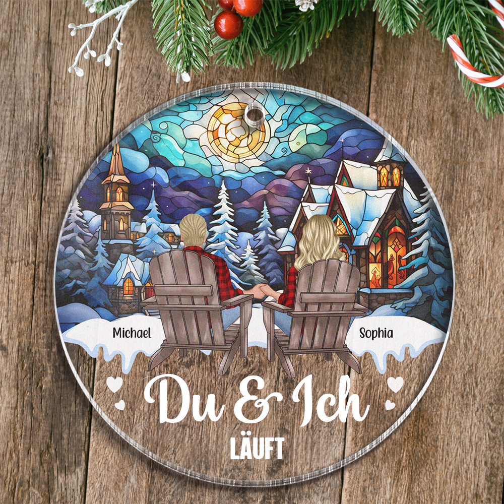 Pärchen im Schnee-Personalisiertes Acryl Ornament Weihnachtsanhänger