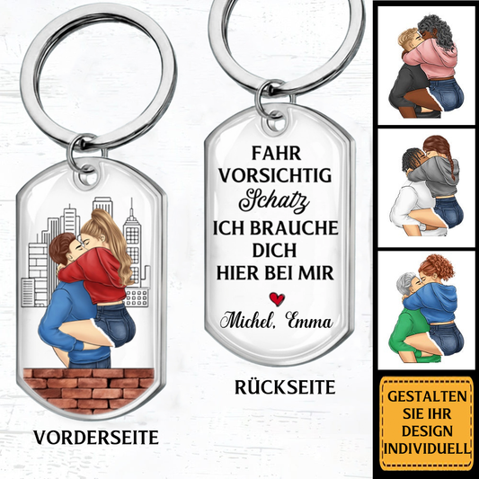 Schlüsselanhänger mit Paar personalisiert Edelstahl-Schlüsselanhänger mit Expoxidharz