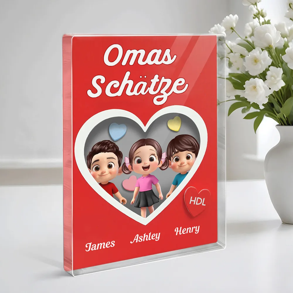 Omas Schätze-Personalisierter Acrylblock mit Kinder Geschenk für Mama und Oma