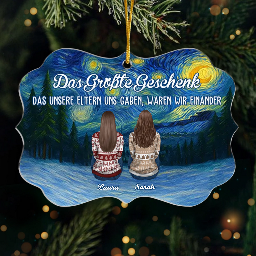 Acrylanhänger mit 2-8 Personen Personalisierter Christbaumschmuk für Familie, Bruder und Schwester