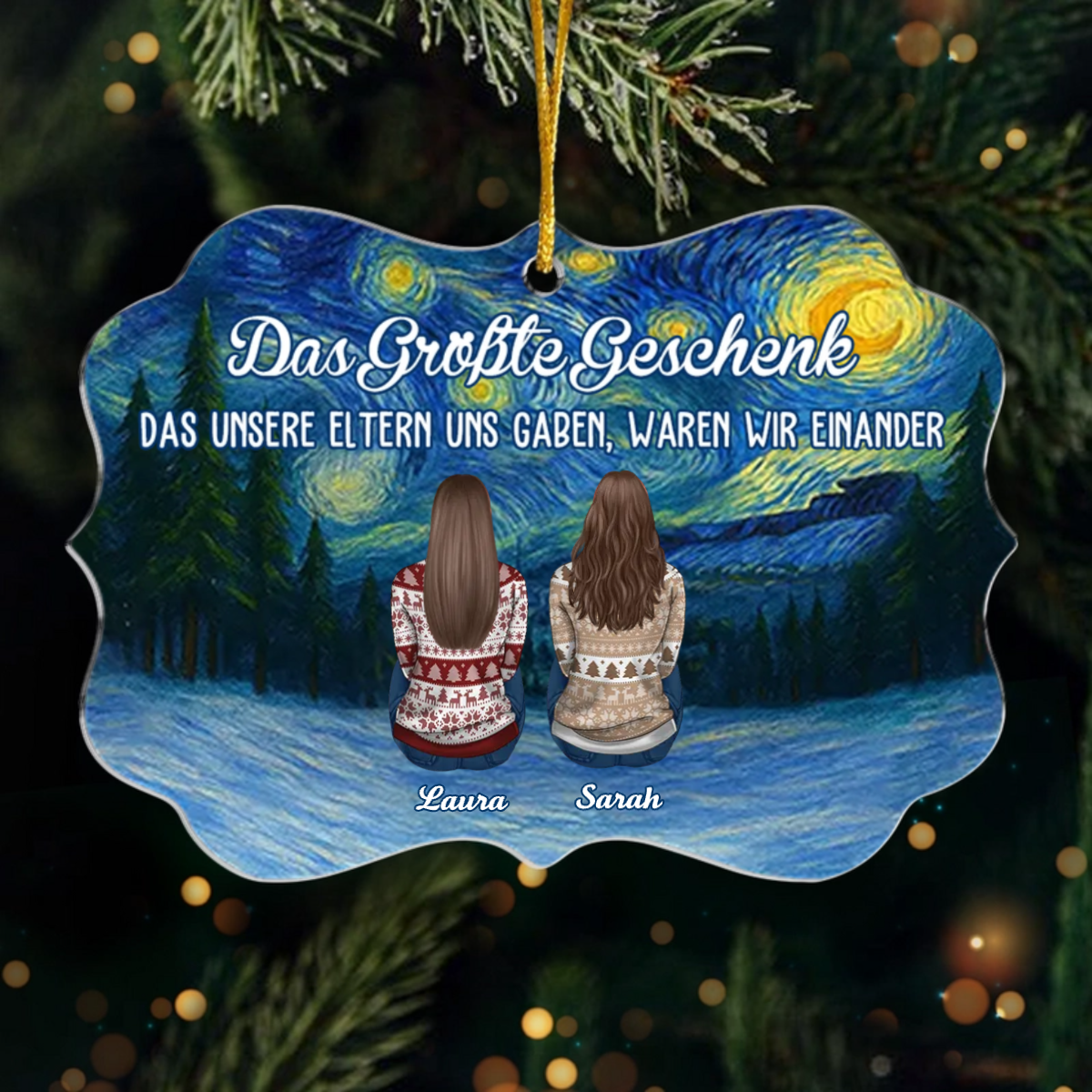 Acrylanhänger mit 2-8 Personen Personalisierter Christbaumschmuk für Familie, Bruder und Schwester