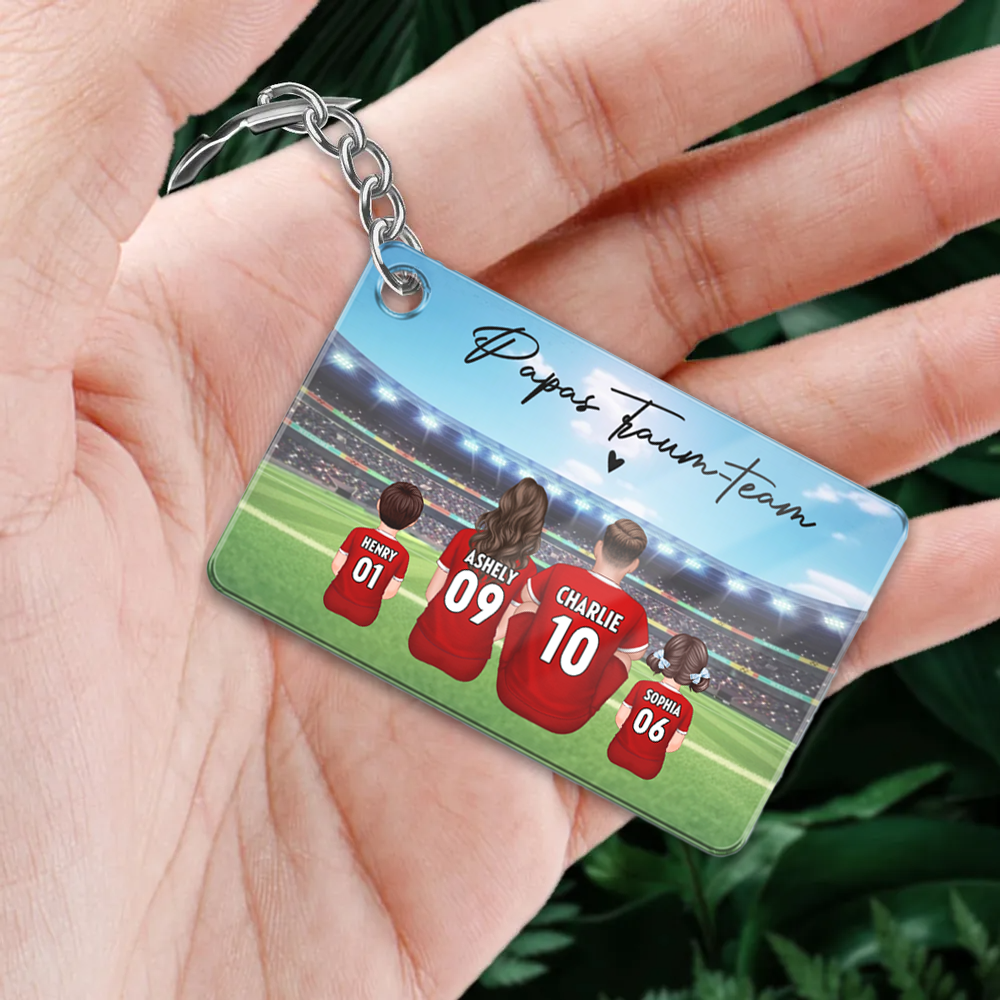Fußballfamilien- Personalisierter Acrylschlüsselanhänger Geschenk für Papa