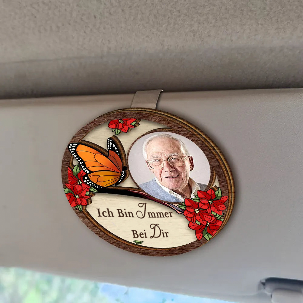 Personalisiertes Sonnenblendenclip mit Foto Trauersgeschenk