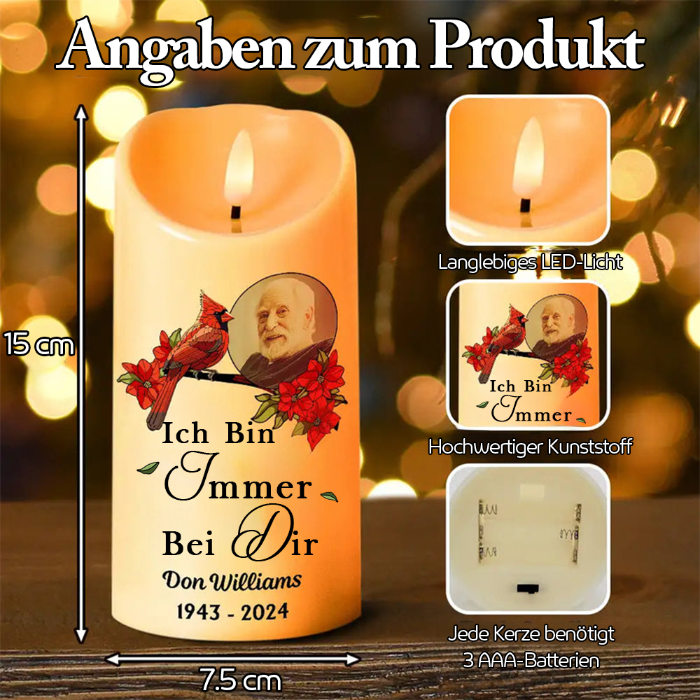 Personalisierte LED-Kerze mit Foto Trauergeschenk