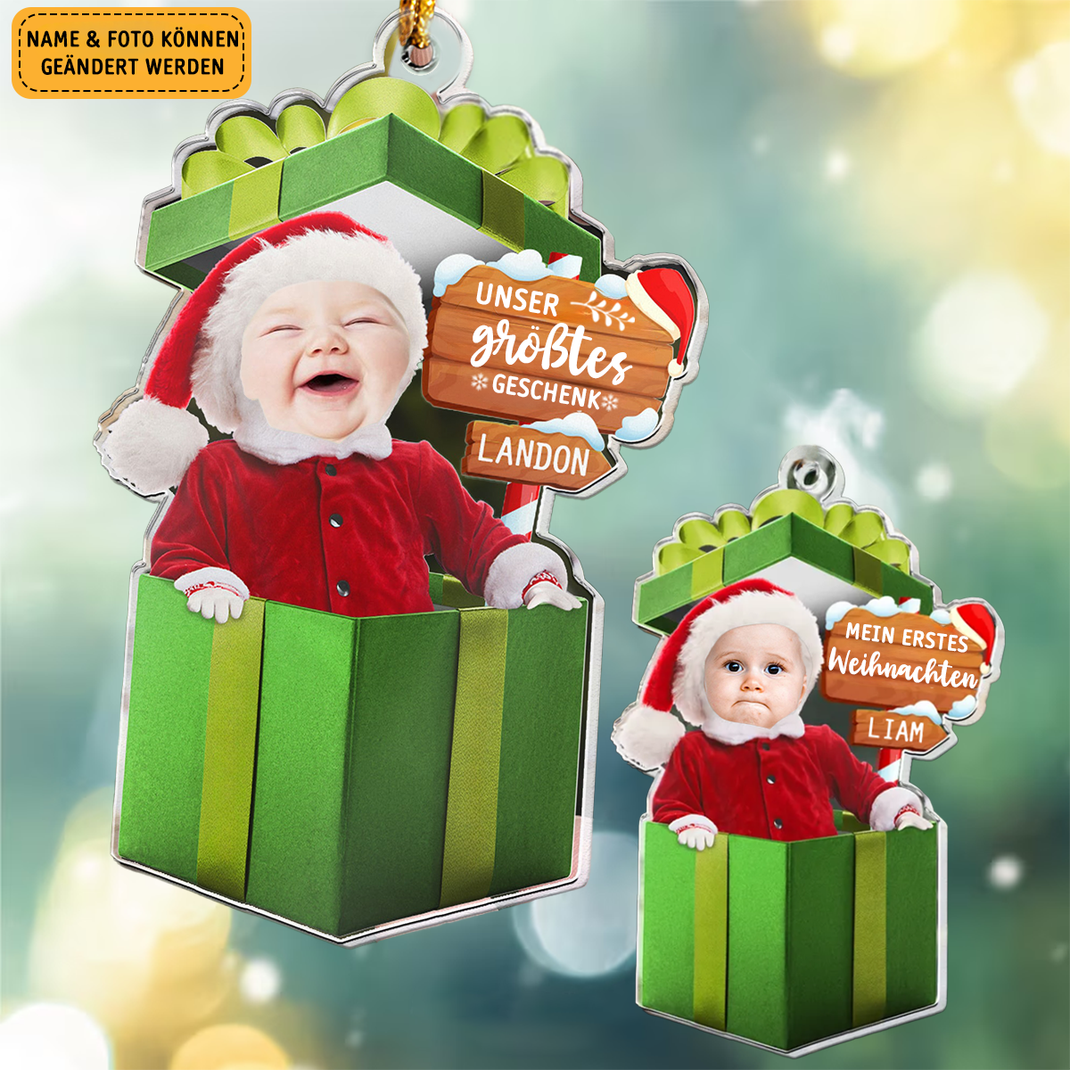 Baby Geschenk-Foto Acryl Christbaumschmuck Weihnachtsanhänger