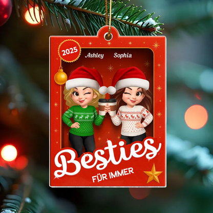 Acrylanhänger mit 2-6 Frauen Christbaumschmuck für beste Freundin und Schwester