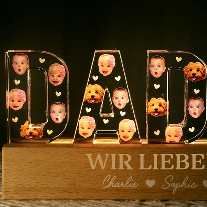 Personalisiertes DADDY-Nachtlicht mit Gesichter Geschenke für Vater