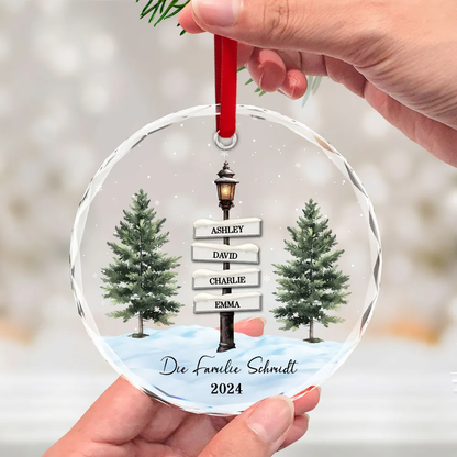 Personalisierter Weihnachtsornament mit Straßenschild-Design