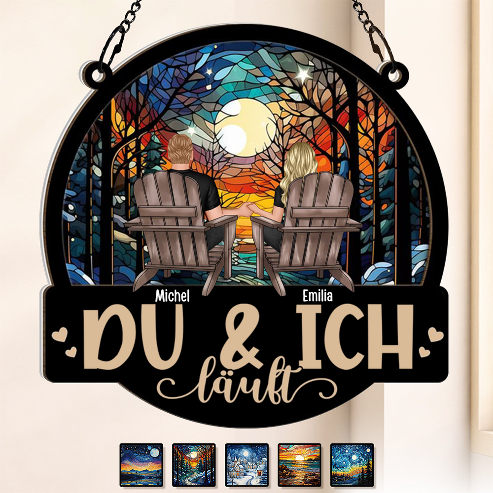 Personalisierte Acryl & Holz Fenster Sonnenfänger Ornament-für Liebespaar