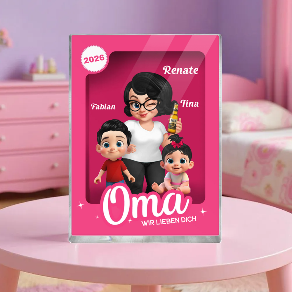 Frau und Kinder-Personalisierter Acrylblock mit eine Frau und 1-5 Kinder Geschenk für Mama und Oma