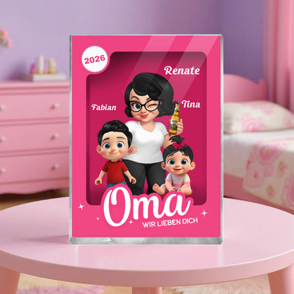 Frau und Kinder-Personalisierter Acrylblock mit eine Frau und 1-5 Kinder Geschenk für Mama und Oma
