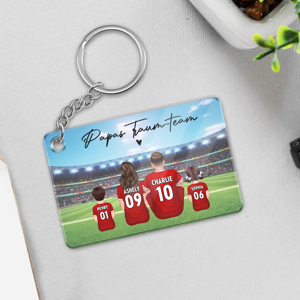 Fußballfamilien- Personalisierter Acrylschlüsselanhänger Geschenk für Papa