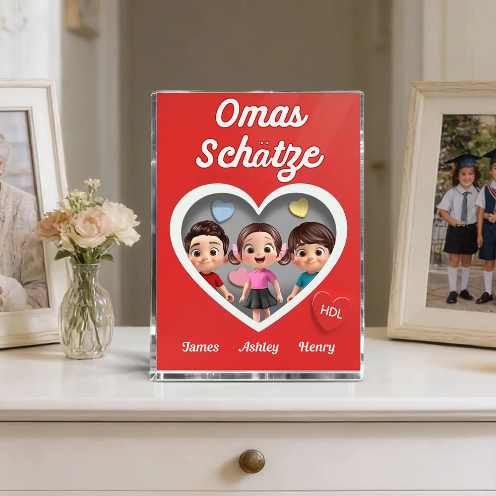 Omas Schätze-Personalisierter Acrylblock mit Kinder Geschenk für Mama und Oma
