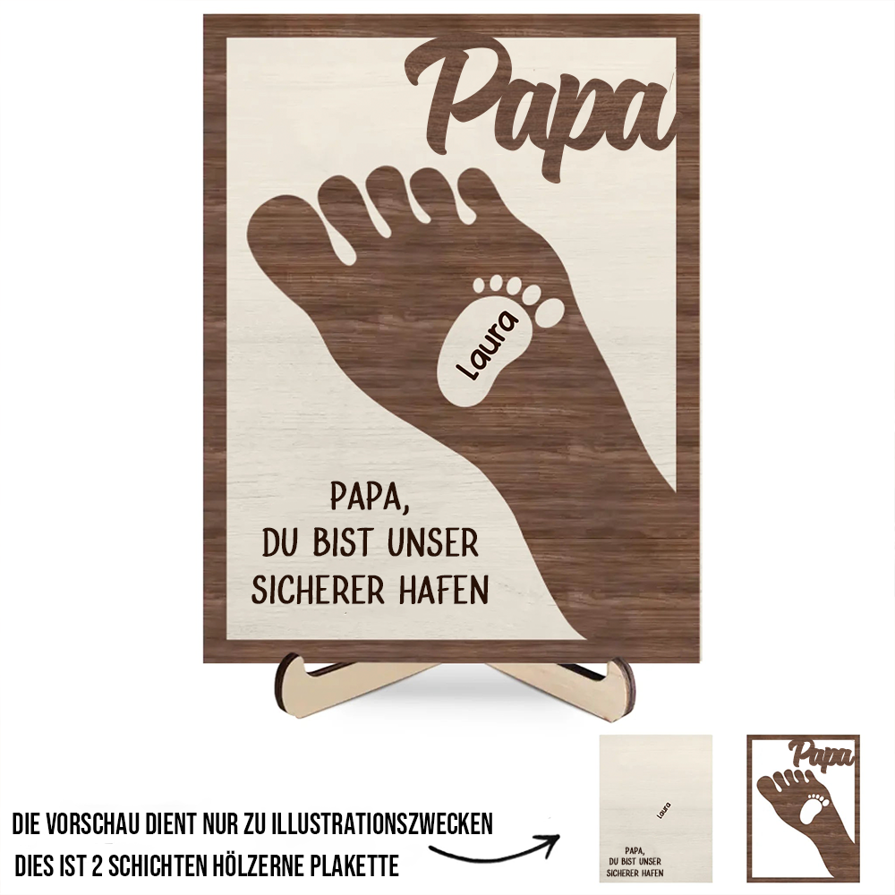 Füße-Personalisierte Holzplakette für Papa
